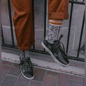 Anthropologie Bibi Lou Leather Star Embellished Black Sneakers Size 40 US10